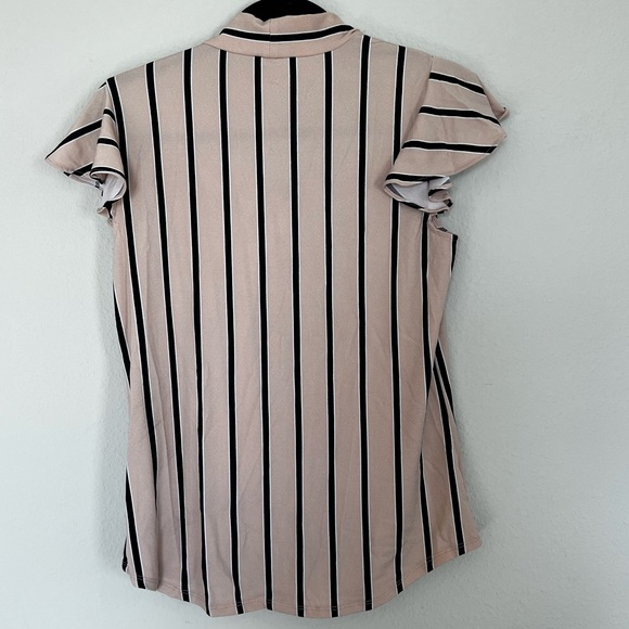 Adrianna Papell Pink, White and Black Striped Blouse - Picture 3 of 3